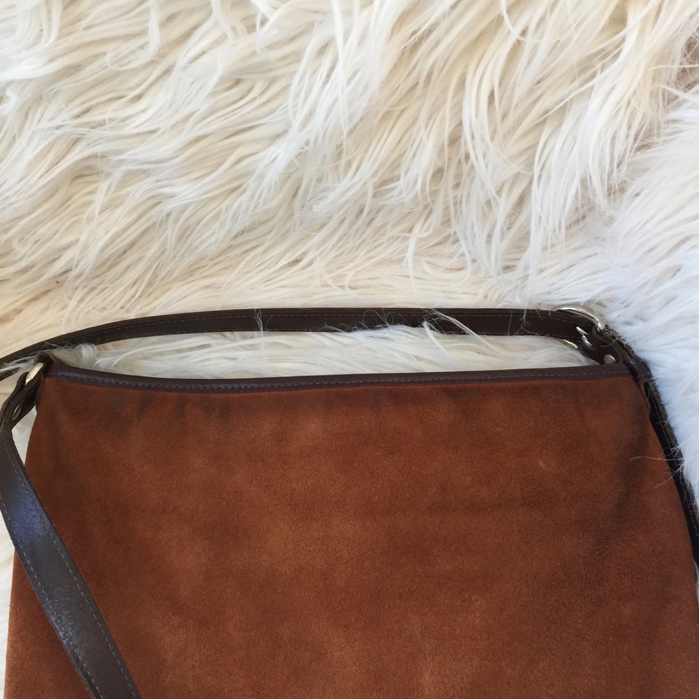 Lisa B. and Co. Chestnut Brown Suede Crossbody - Picture 2 of 5
